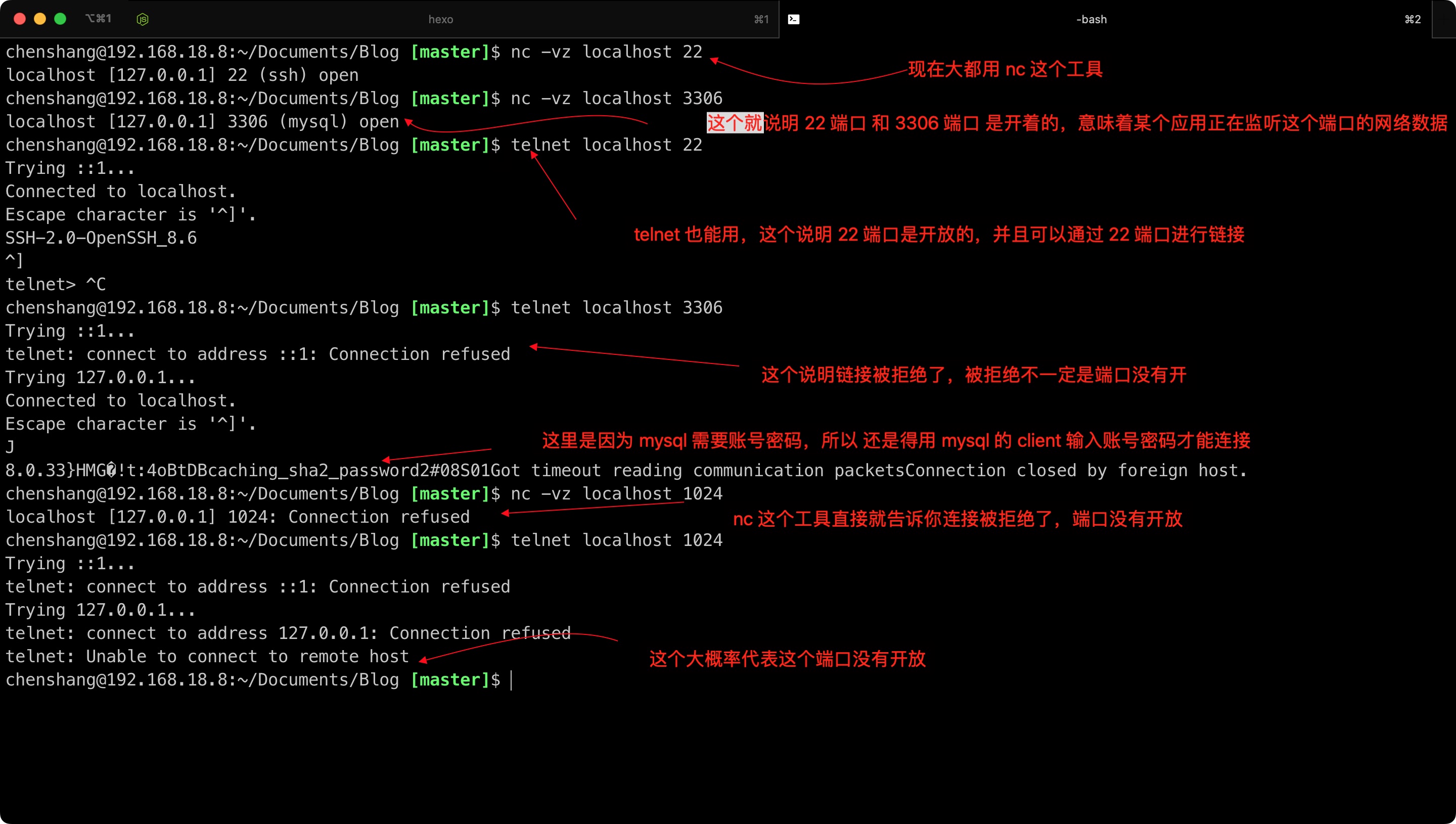 telnet 和 nc 工具对比使用: 本地访问